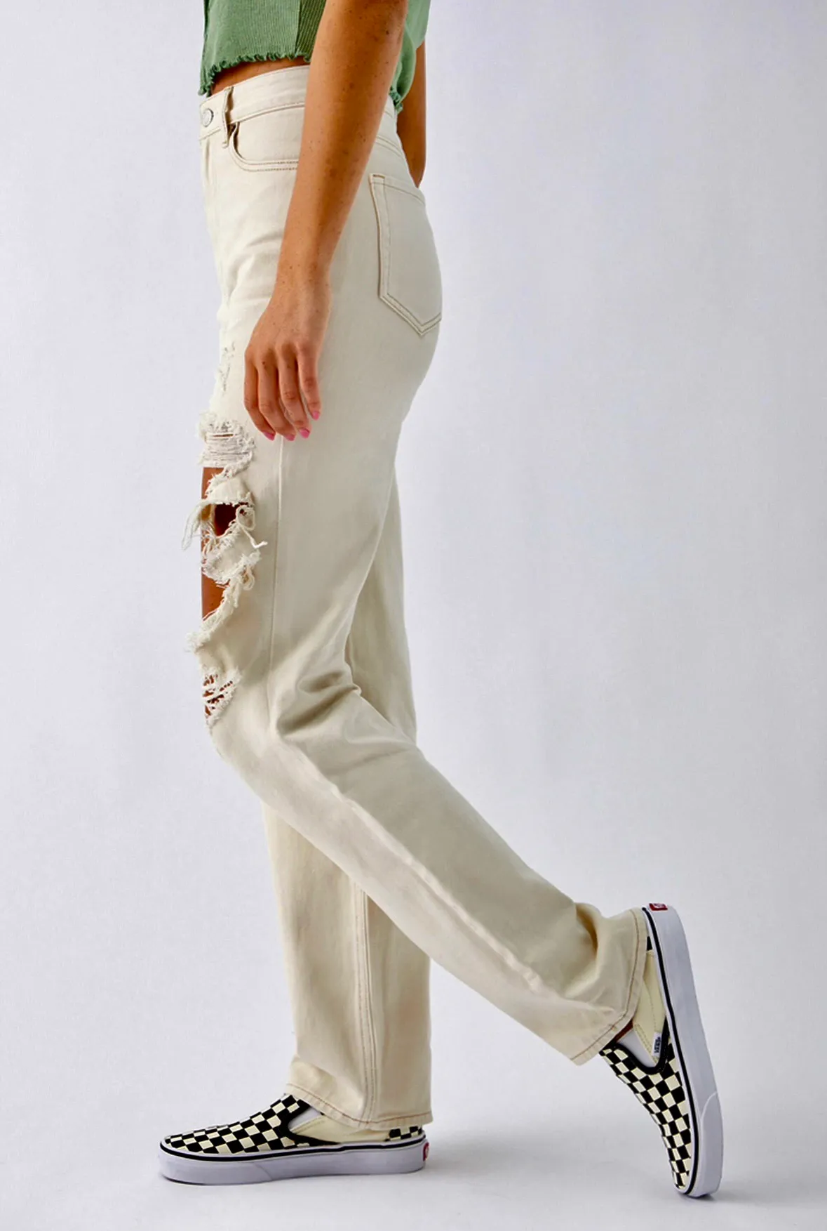 Off White Almost Tan Boyfriend Widely jeans Sz 24 - Image 5