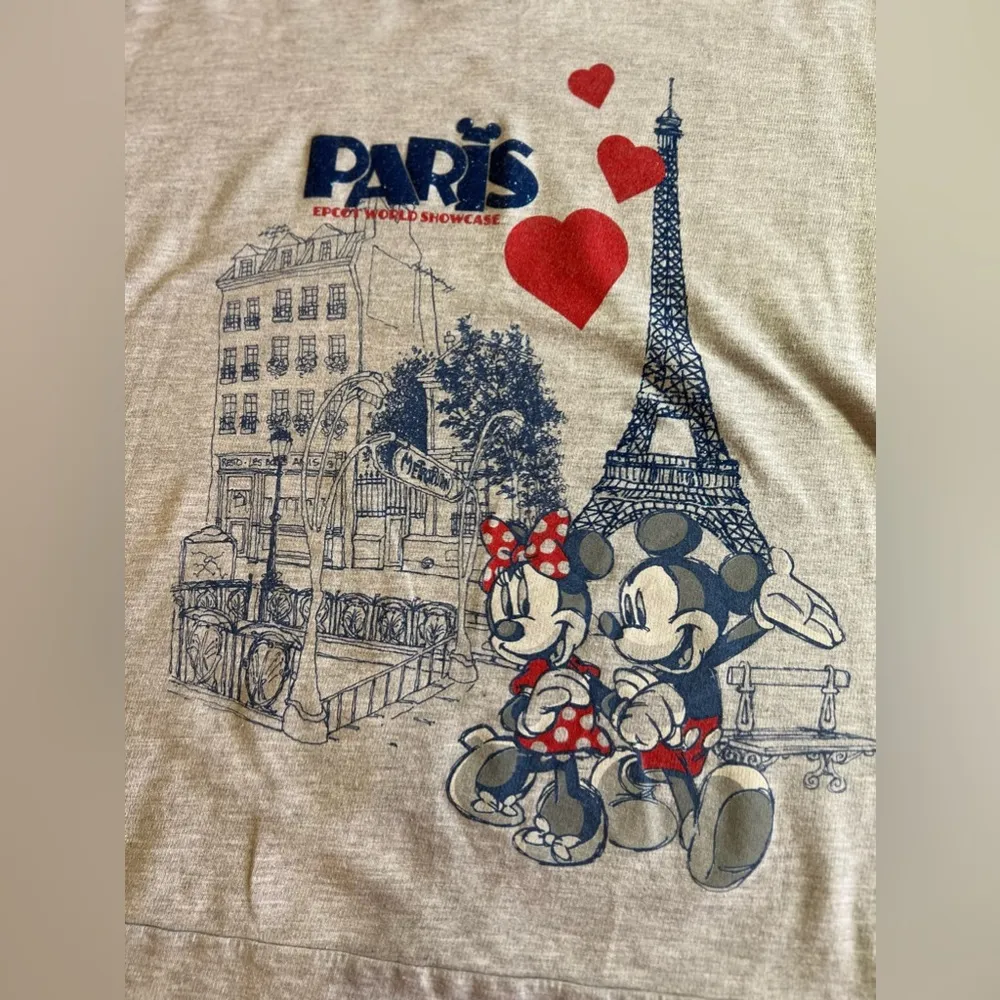 Disney Parks Epcot Paris Long Sleeve, Size XL Mikey, Minnie gray T-shirt  cotton - Image 16
