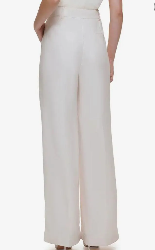 DKNY Wide Leg Crepe Trousers Eggnog color - Image 2