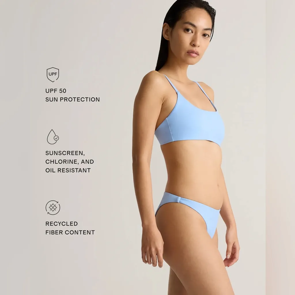 NWT QUINCE Clear Blue Sky Italian Low-Rise Bikini Bottom Sz S 💙 - Image 3