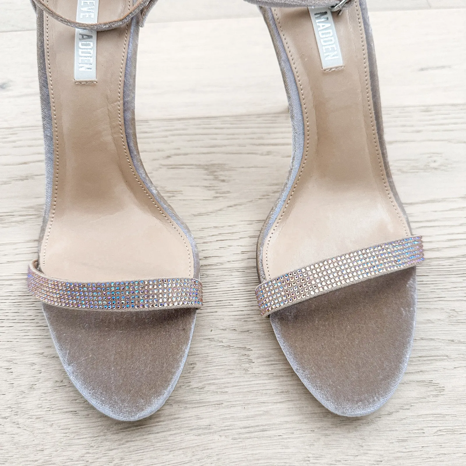 Steve Madden Sandal Womens 9.5 Tecy Velvet Rhinestone Heeled‎ Glam Event Wedding - Image 5