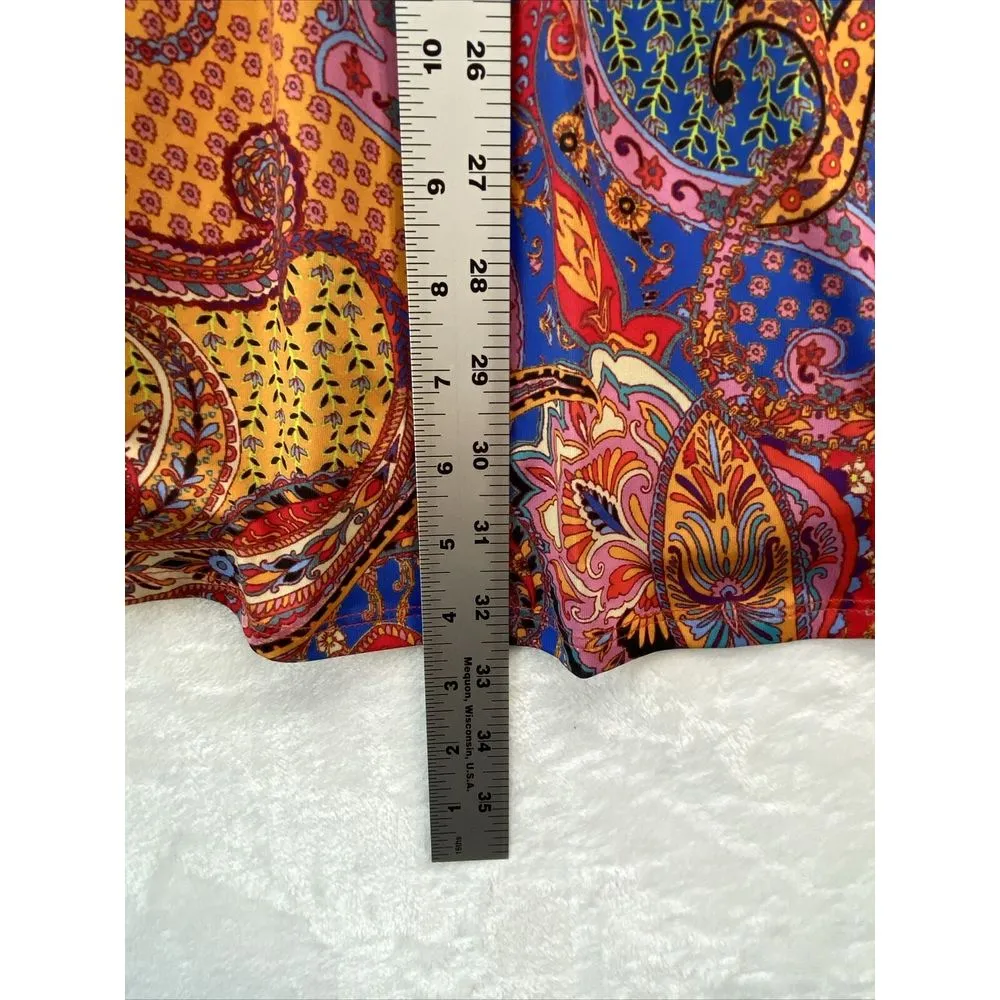 Serengeti Colorful‎ Top Boho Blouse Sz L Long Sleeves Paisley Art to Wear Size L - Image 5