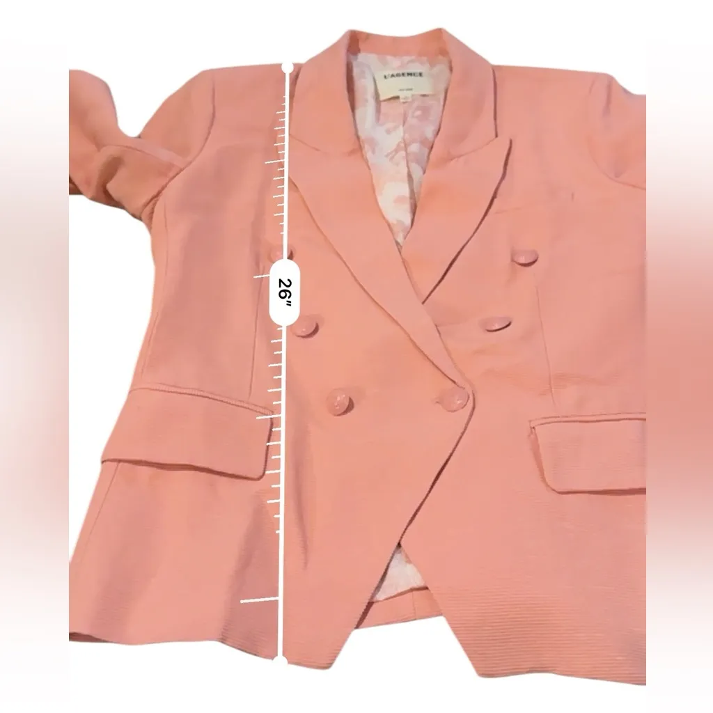 L'agence Kenzie Rose Pink Double‎ Breasted Textured Classic Blazer Sz 12 - Image 12