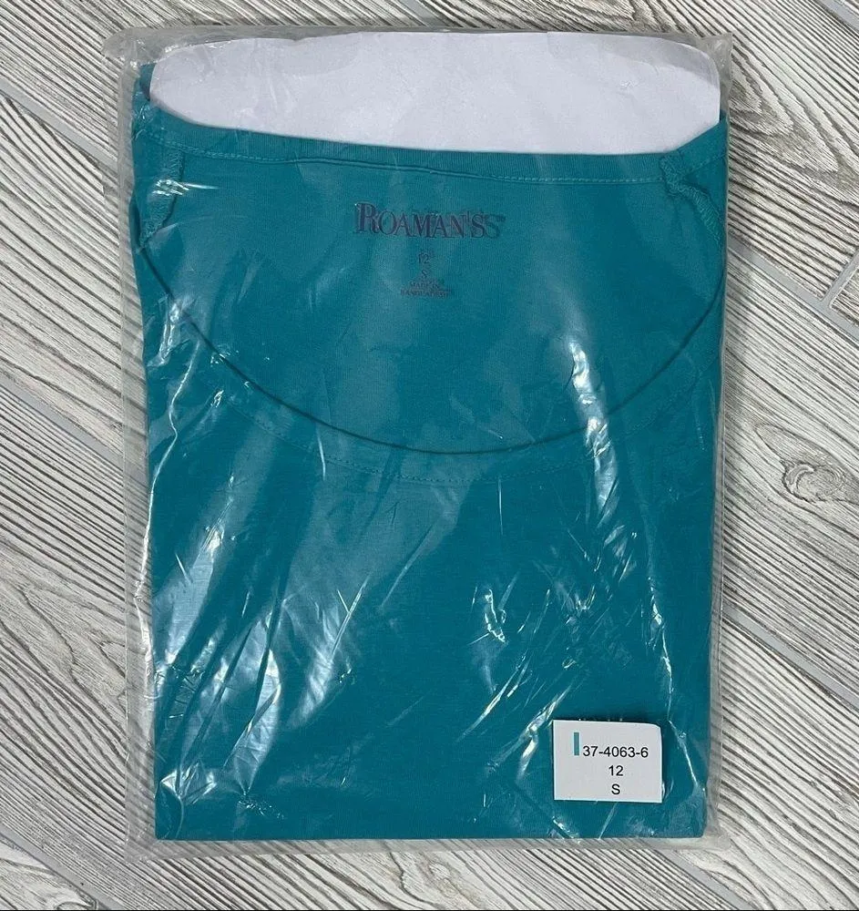 Roaman’s Teal Lattice Cold Shoulder Log Sleeve Tee Blue Size 12 - Image 5