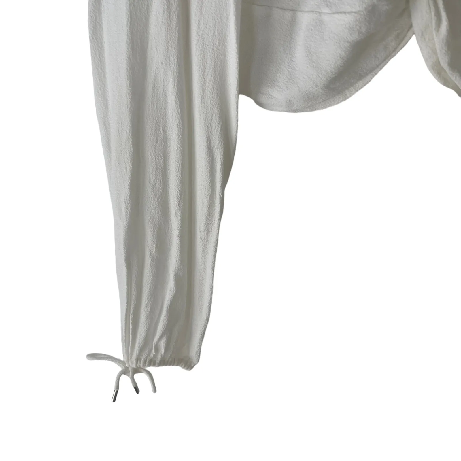 Dida Lee Size 4 Small White Button Twist Long Sleeve‎ Cropped Blouse - Image 3
