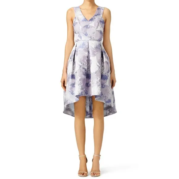 Slate & Willow Gabi Purple Floral Jacquard Print Sleeveless V-Neck Dress Size 6 - Image 8