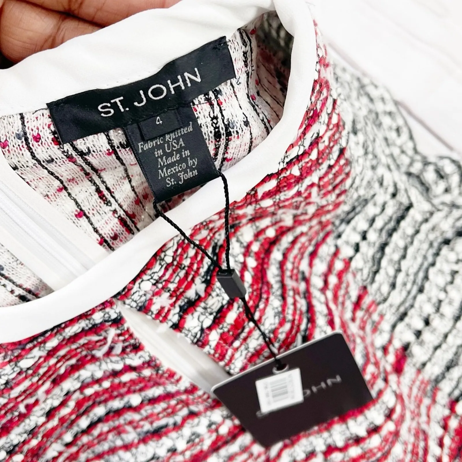 St. John Collection Amelia Women's Tweed Colorblock Sheath Dress Size 4 - Image 4