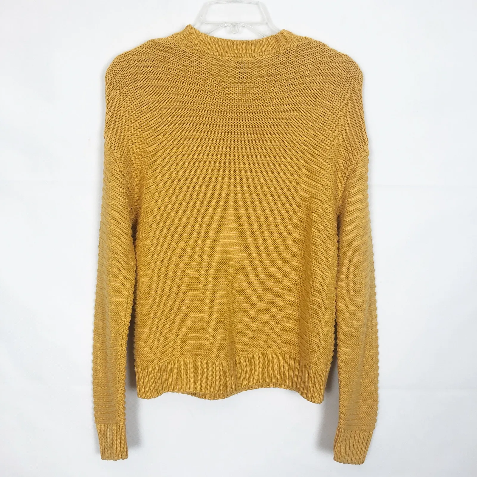 Divided Crew Neck Mustard Ribbed Pullover Sweater Yellow Size XS - Image 4