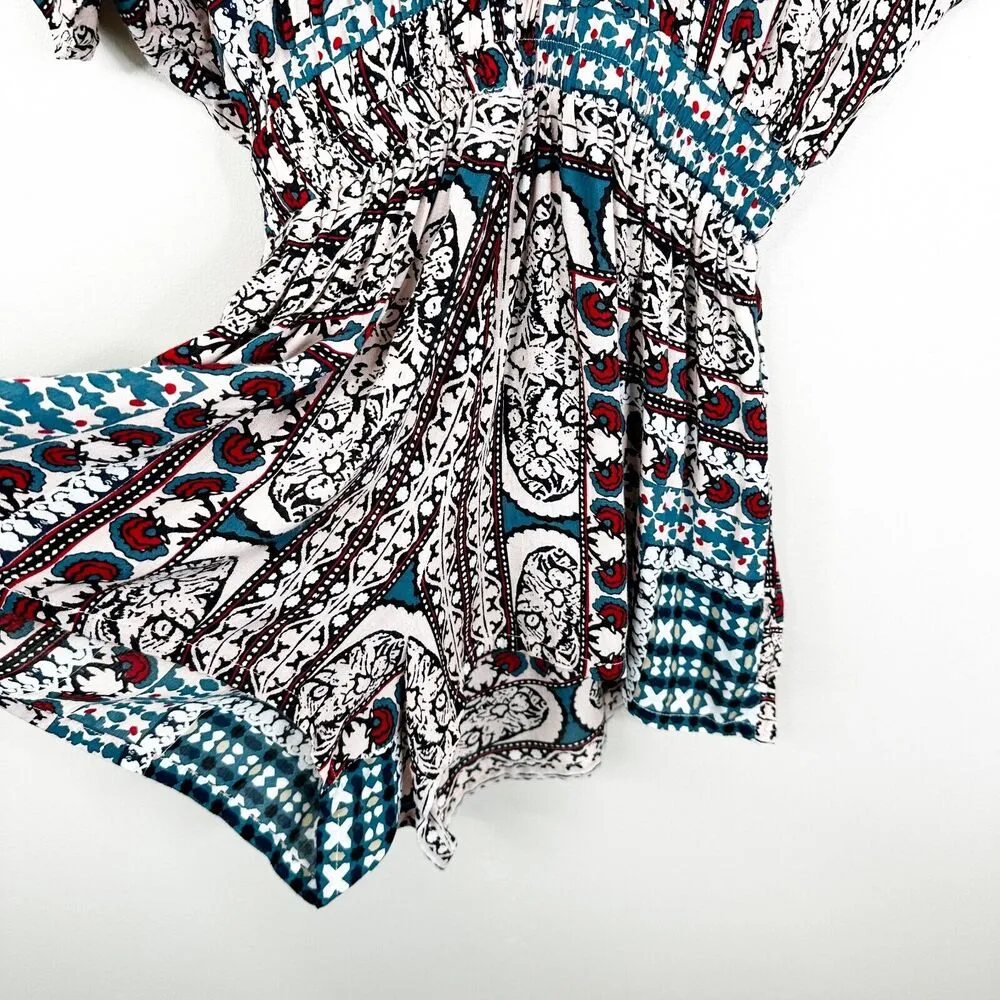 Cleobella Wesley Bohemian Tassel Smocked Waist Romper Shorts W/ Pockets Size S - Image 4