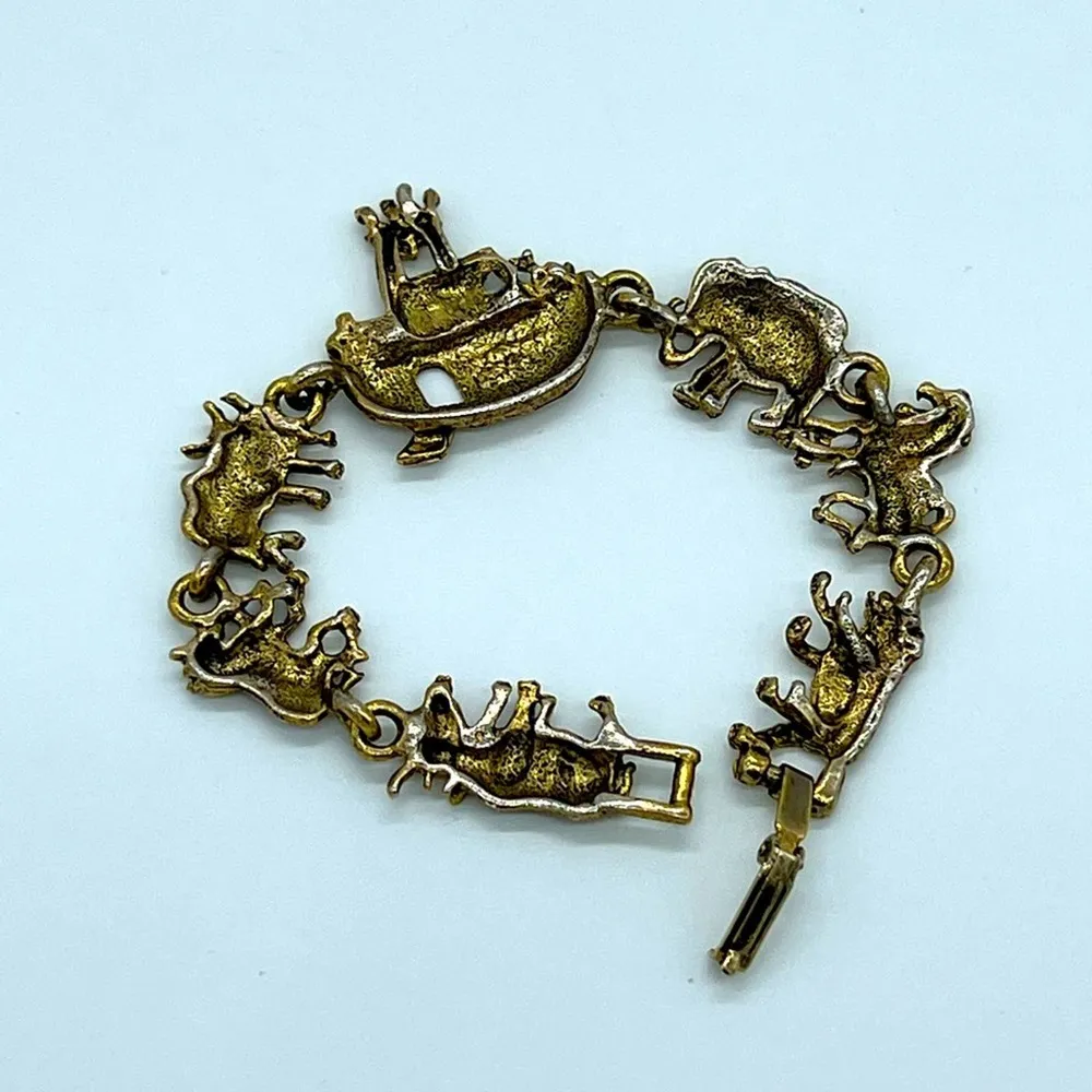 NOAH’S ARC unbranded fashion animal bracelet featuring giraffes,elephants,zebra Gold - Image 6