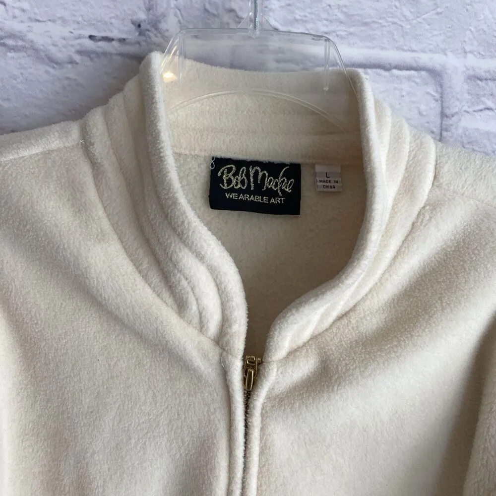 Bob Mackie Women’s Vintage Wearable Art Embroidered Fleece Jacket Size Large - Image 3