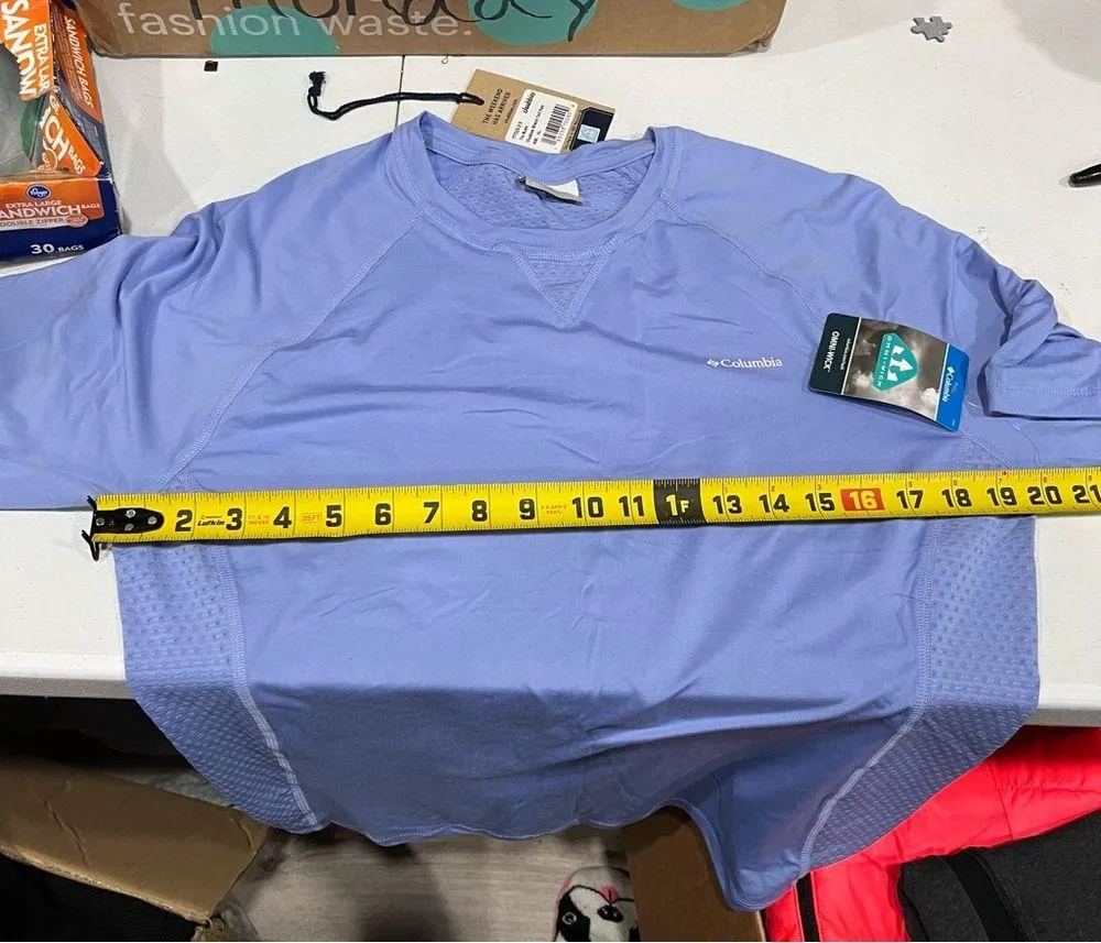 Columbia Women’s Maplegate Blue Performance Shirt Quick Dry Fishing Large - Image 6