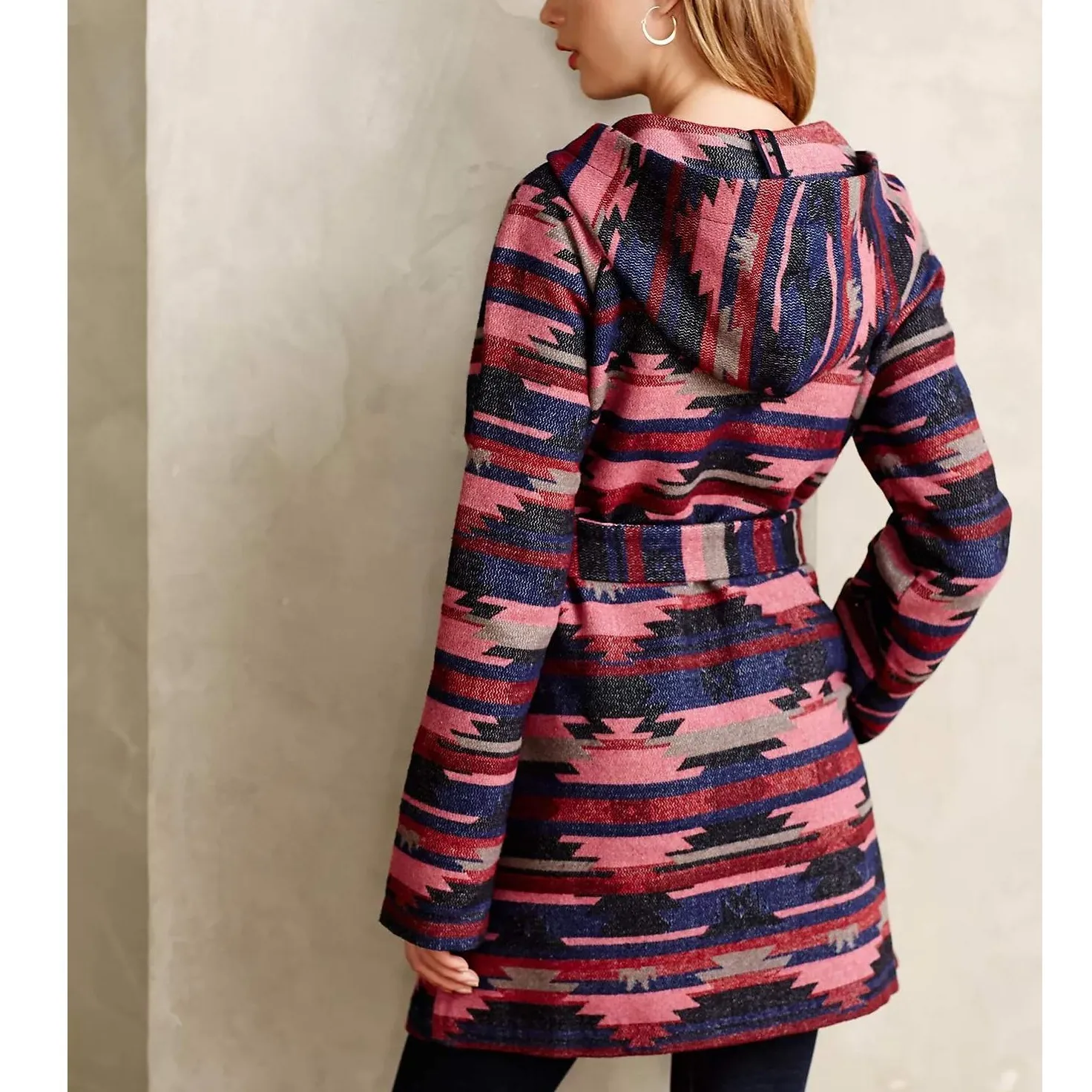 Tabitha by Anthropologie Leona Wrap Coat Women's Multi Aztec Western Boho Hippie - Image 4