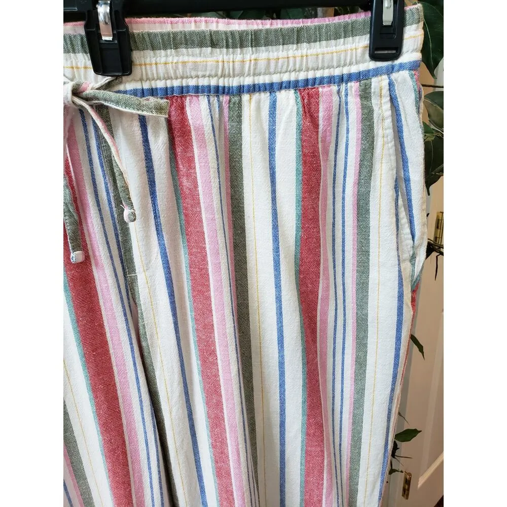 Old Navy Ankle Pants Womens 2X Plus Multi Striped Linen Relaxed Fit Drawstring - Image 10