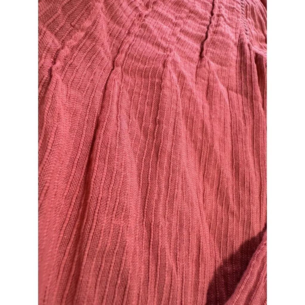 Faherty Willa Blouse Organic Cotton Women XS Peasant Top Shirt Puff Sleeve Coral - Image 15