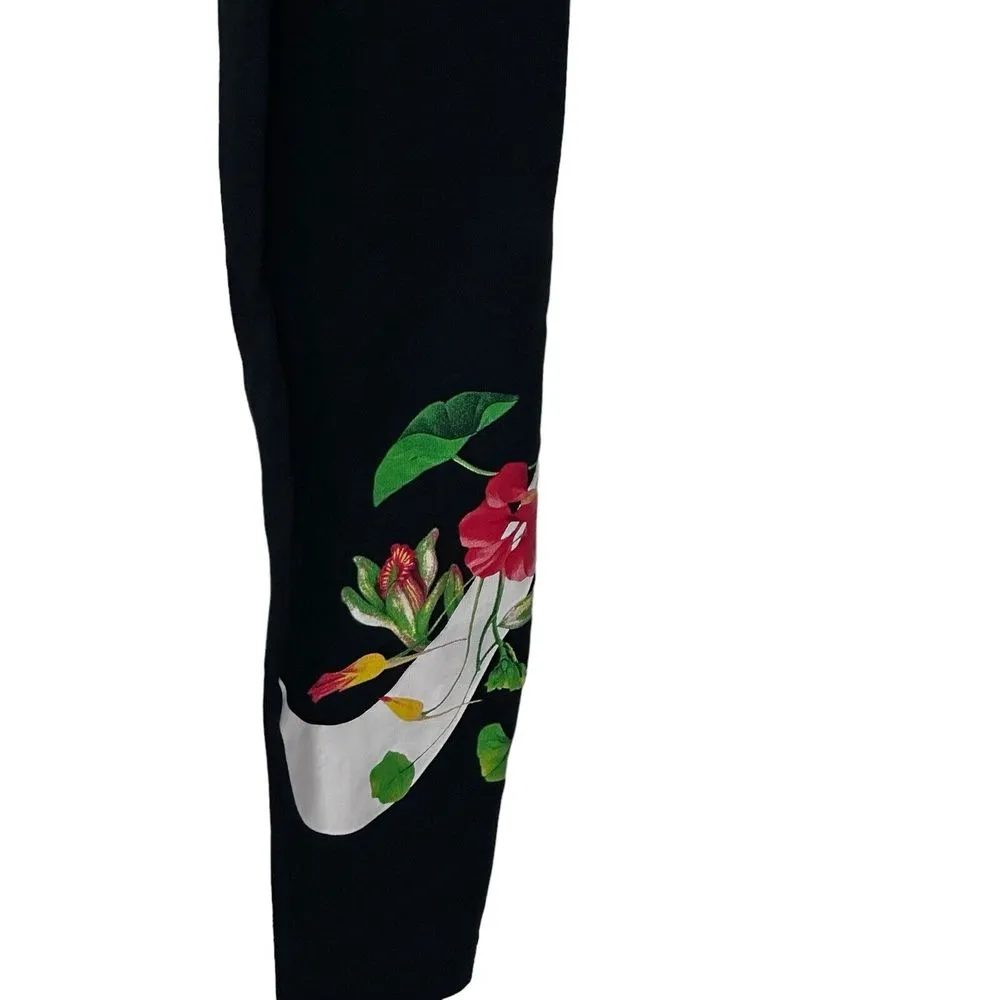 NIKE Floral Pattern Leggings Black‎ XS Cotton Blend Womens Hyper Femme - Image 4