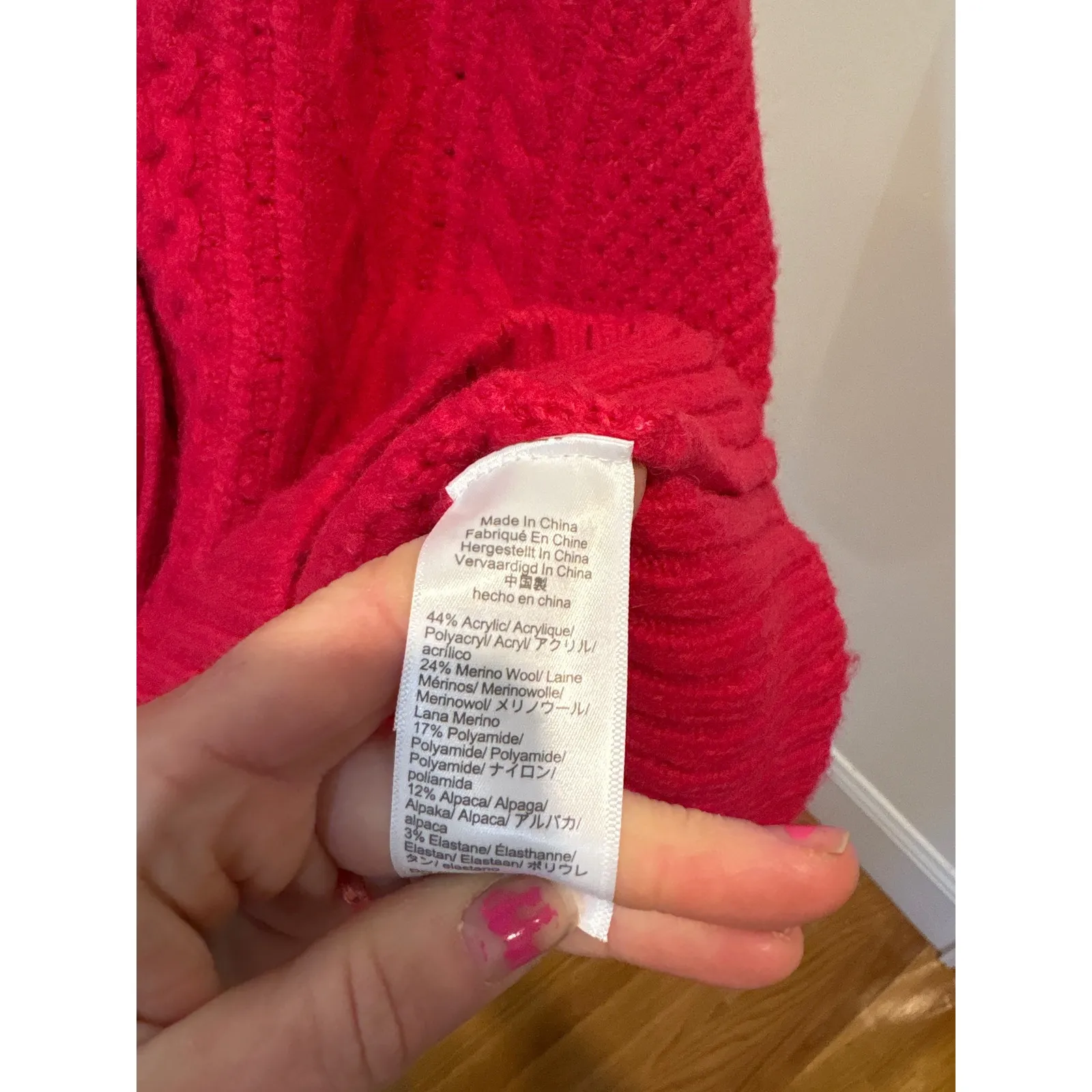 J Crew Cable Knit V Neck Cardigan Sweater Pink Wool Blend Size L Size L - Image 3