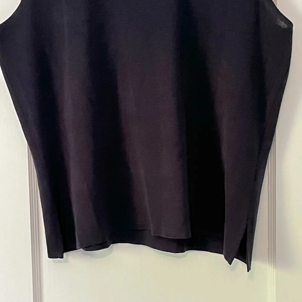 Ming Wang navy wide strap tank blouse size large designer basic capsule wardrobe - Image 6