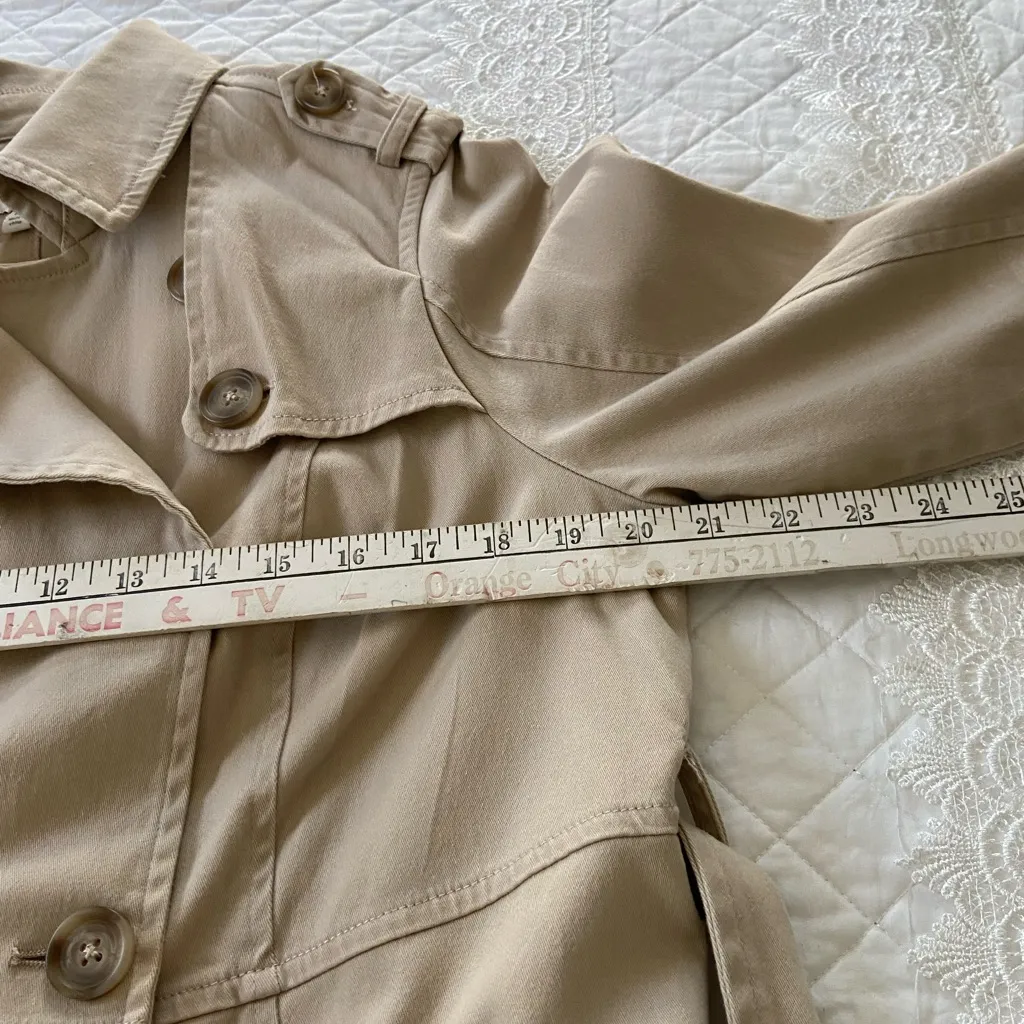Torrid Tan Trench Coat Double Breasted 2 Pockets Belted Size 00 - Image 12
