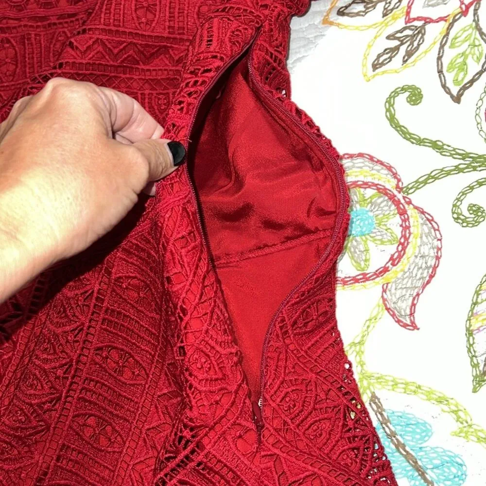 Moulinette Soeurs by Anthropologie lace peplum top women's size 14 lined 3/4 slv - Image 11