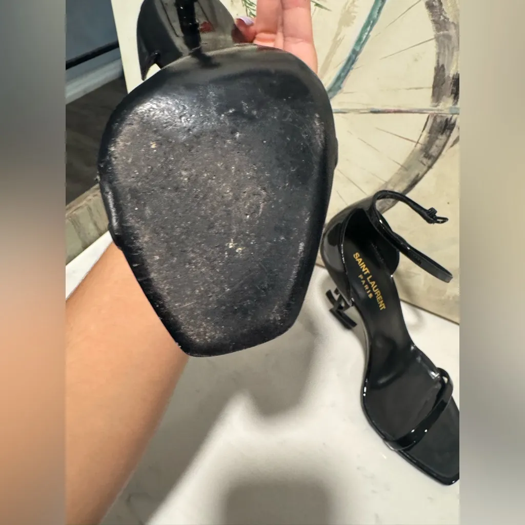 Yves Saint Laurent opyum leather Black Sculptural Heel Sandals - Image 9