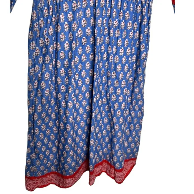 J. Crew Boho Midi V-Neck Floral Cover-Up Dress Block Print Oversize Size Small - Image 7