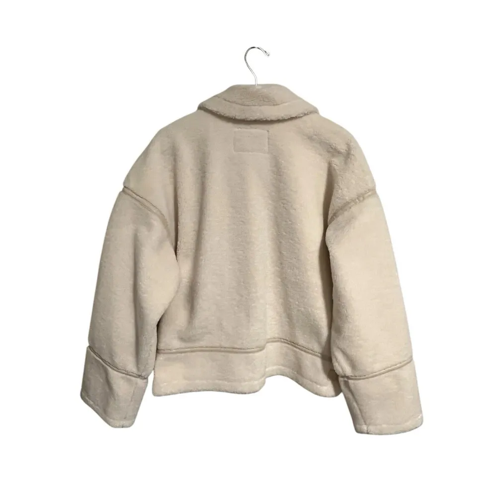 Scoop Fleece Jacket Womens XL Full Zip White Coat Buckle Accents Collared NWT - Image 12