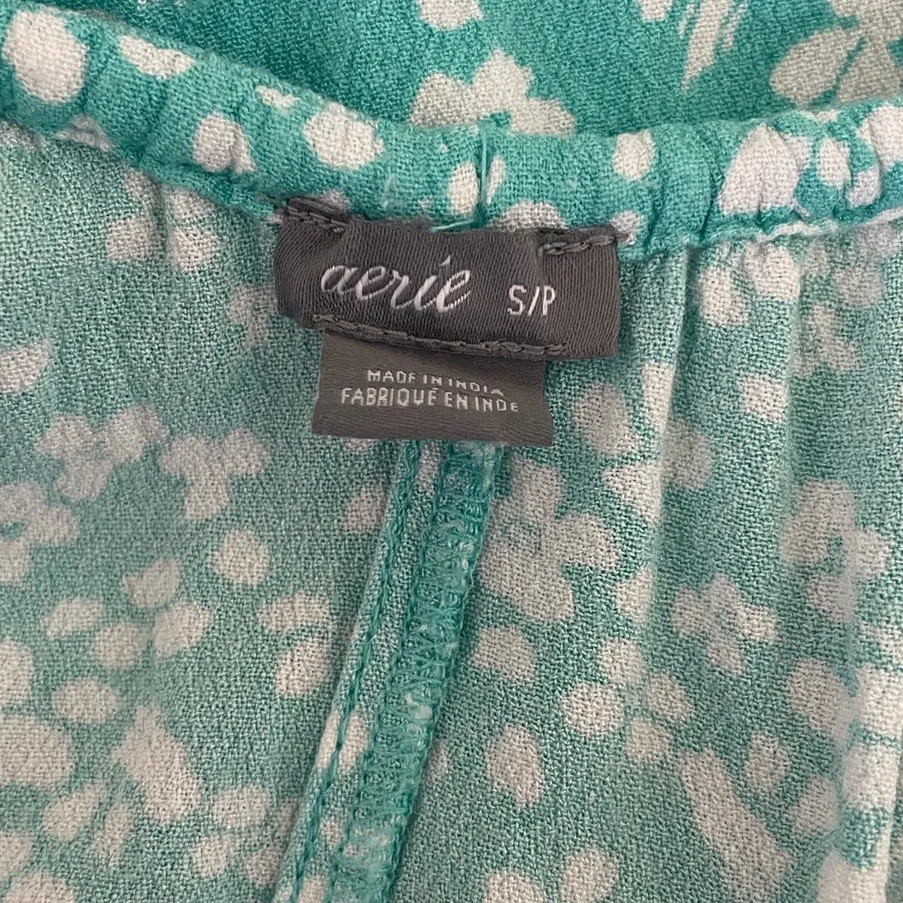 Aerie Women Viscose Roper Shorts Strappy Floral Print S Turquoise‎ Beachy Resort - Image 2