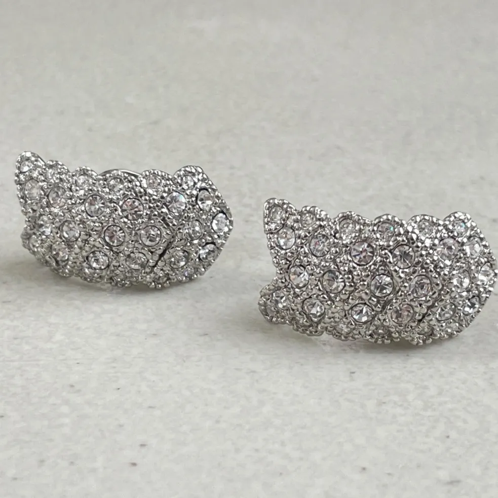 Silver Crystal Covered Clip Back Earrings - Image 10