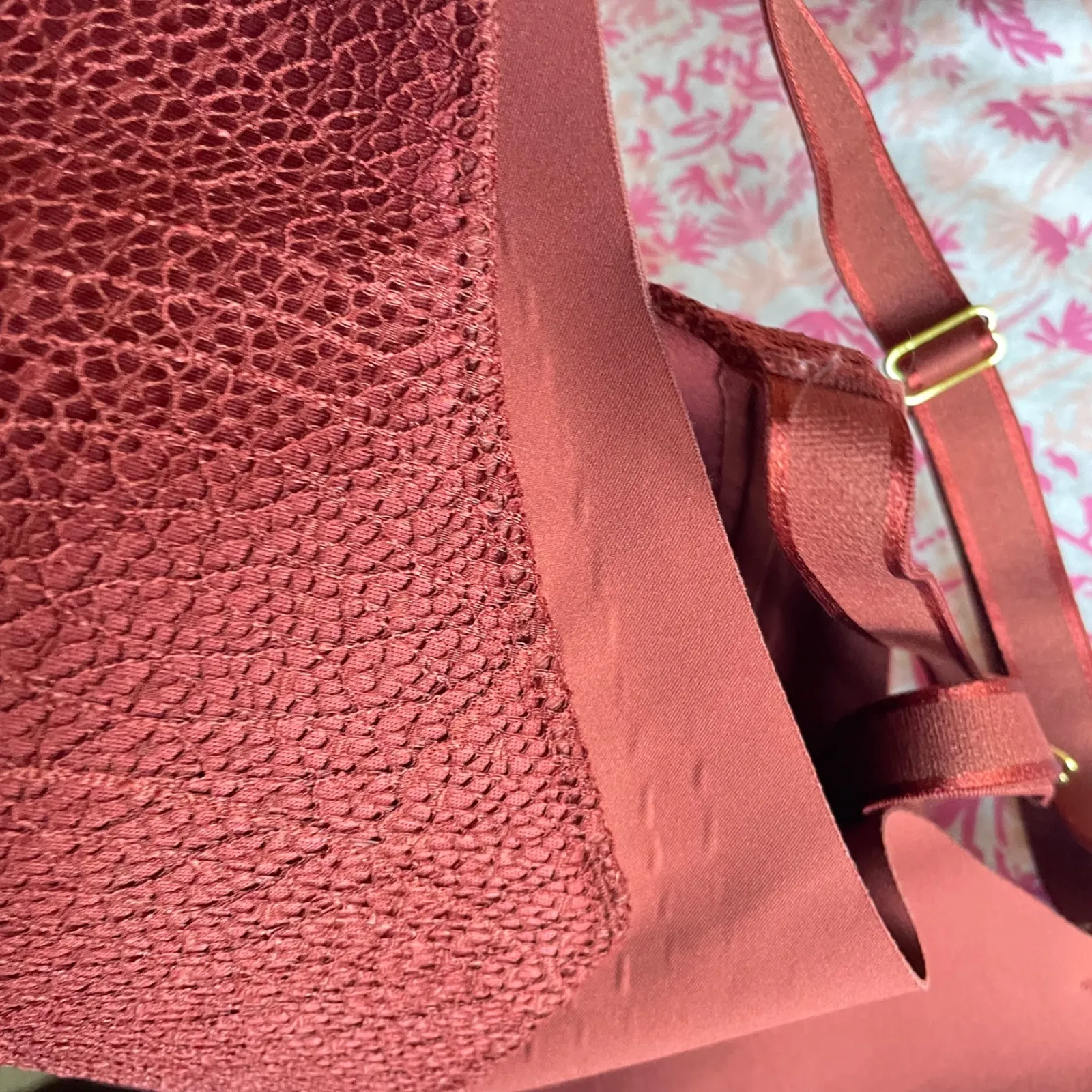 Knix Lace WingWoman Contour Wireless Bra in Size 8 Brandy Orange - Image 6