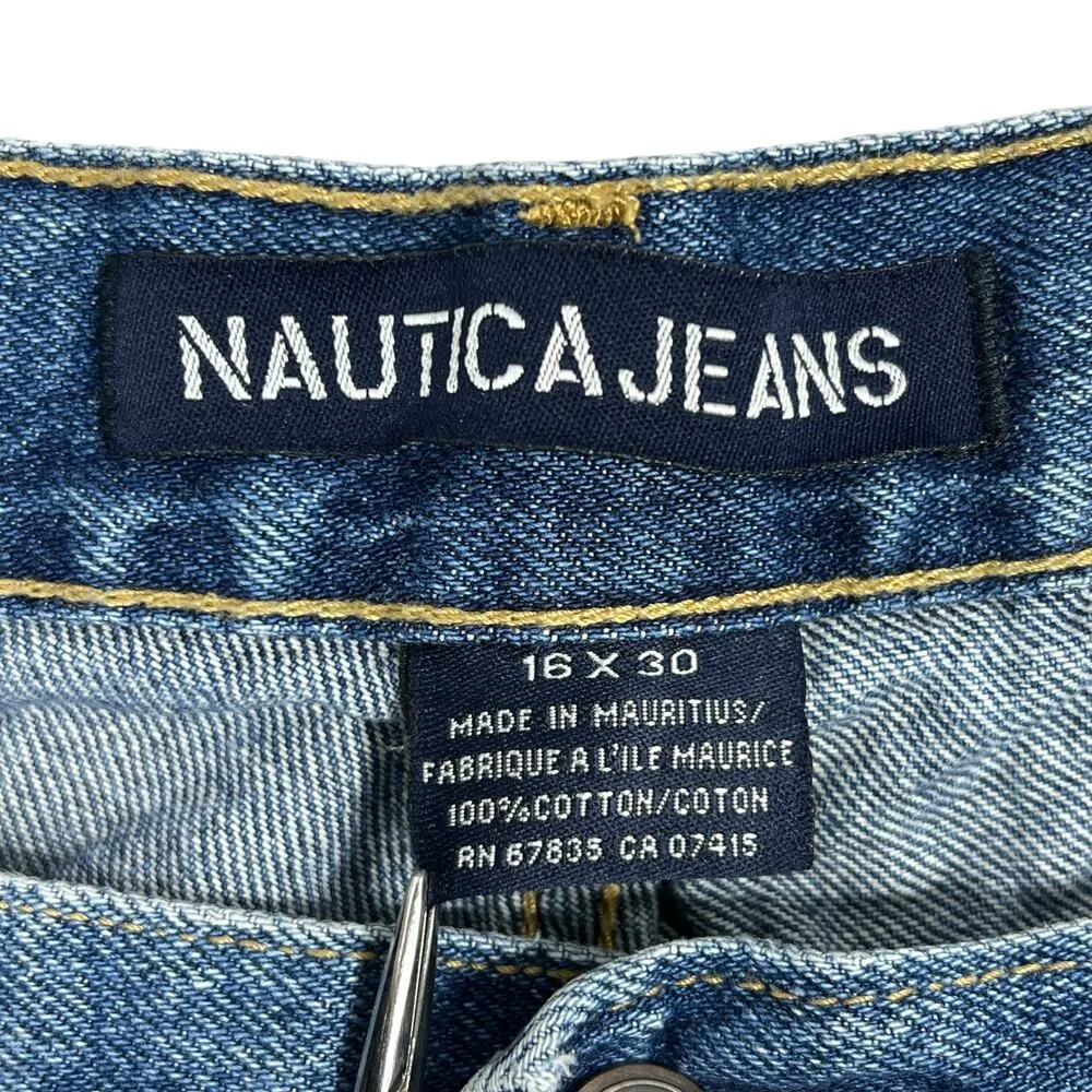 Vintage 90s Grunge Jean Shorts Women's Plus Size 16 Cutoffs Cotton Denim Nautica - Image 3