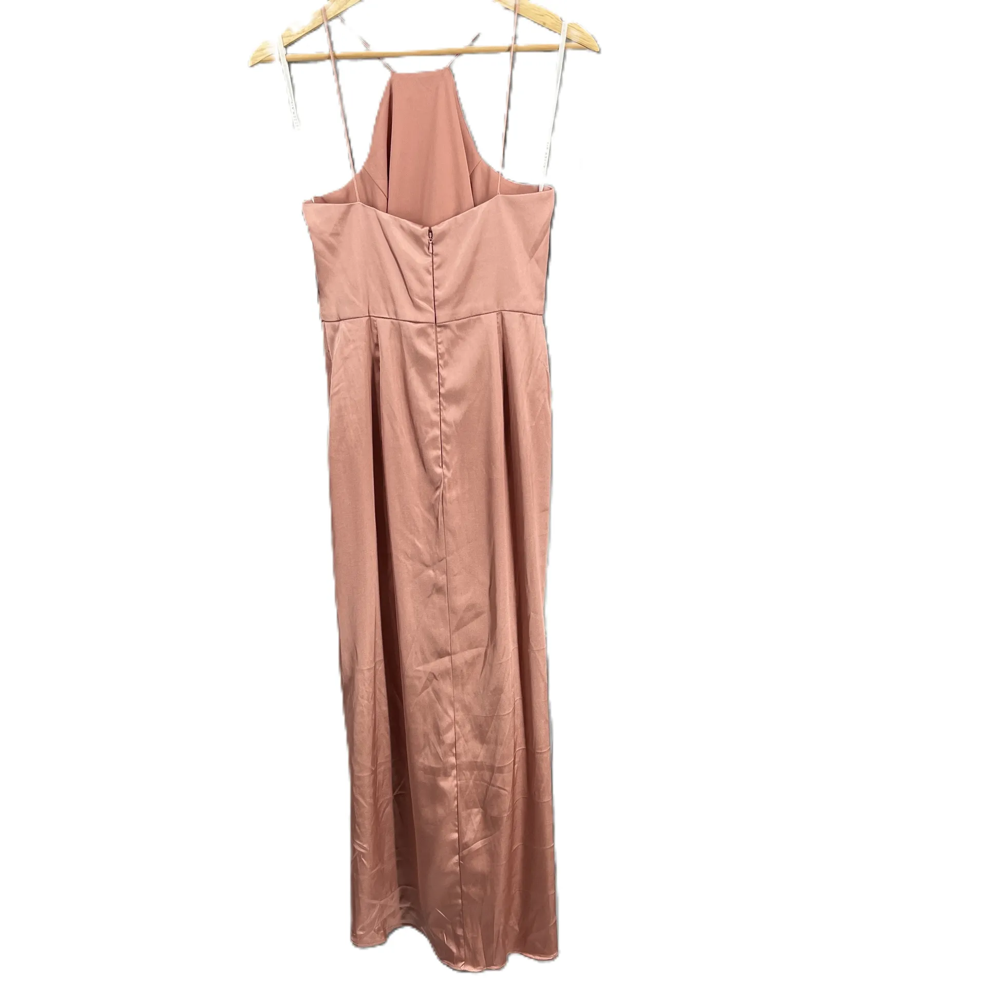 After Six Dress Desert Rose Halter‎ Neck Satin Gown Tulip Hem Pink Size 0 New - Image 4