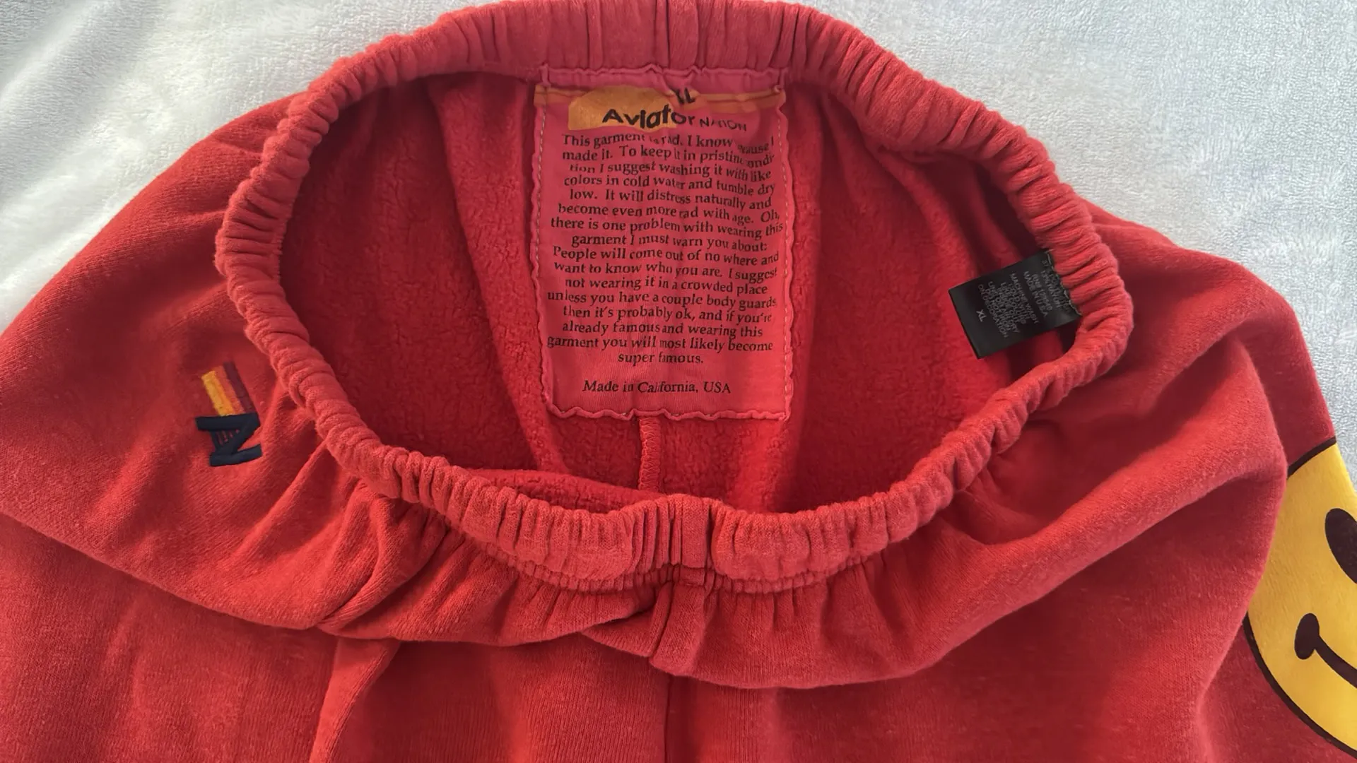 Aviator Nation Sweatpants Red Smiley  Repeat XL - Image 2