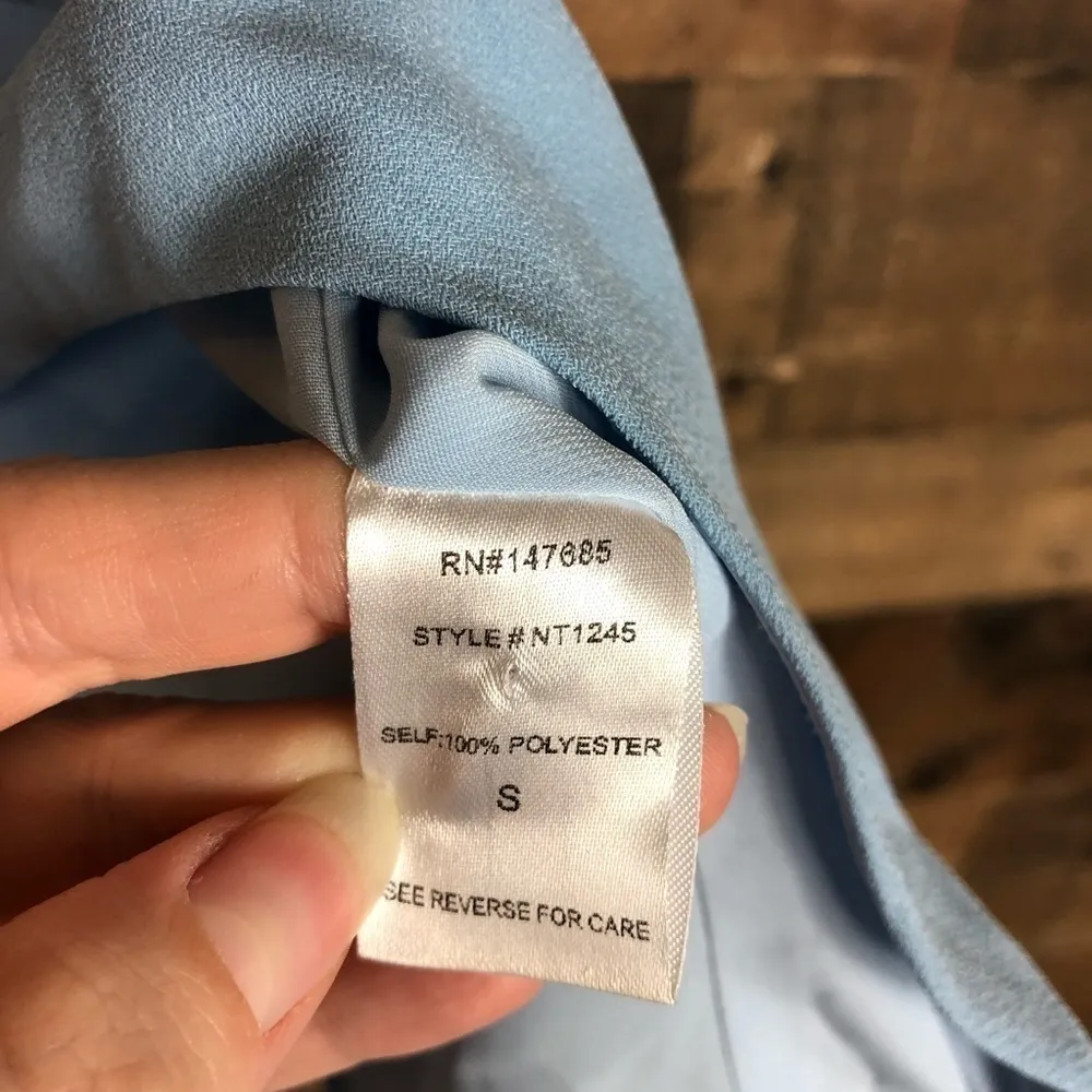 Nude cropped hi low‎ top Blue - Image 6