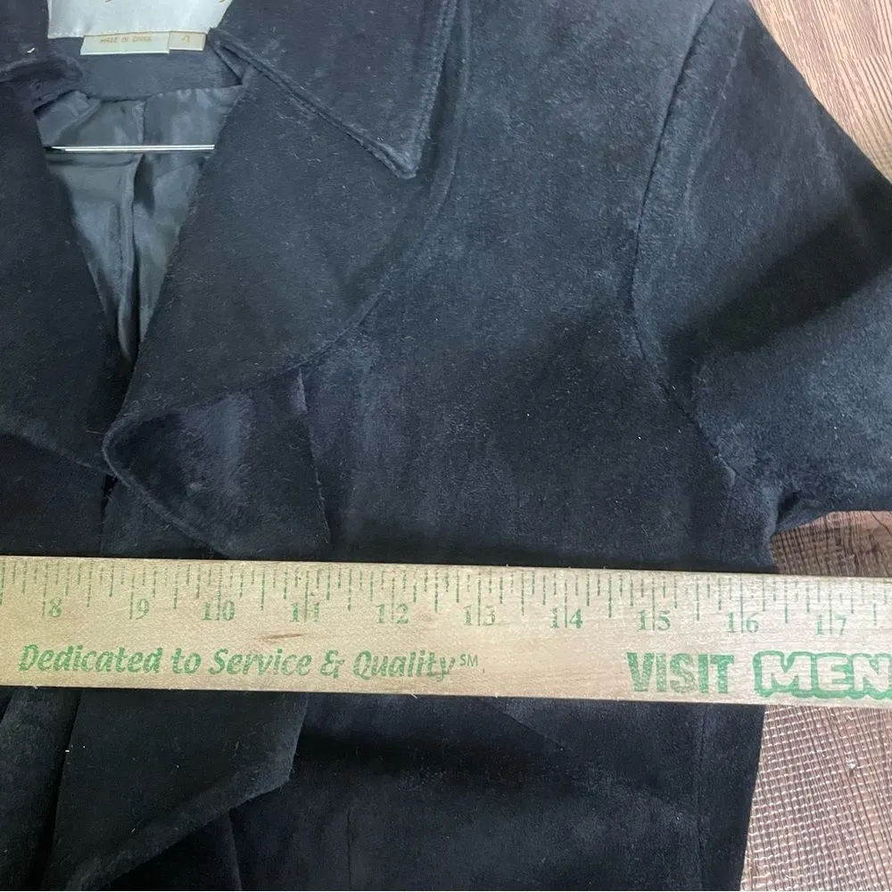 Vintage Margaret‎ Godfrey Suede Ruffle Coat Long Maxi Duster Festival Boho 4 Black - Image 8