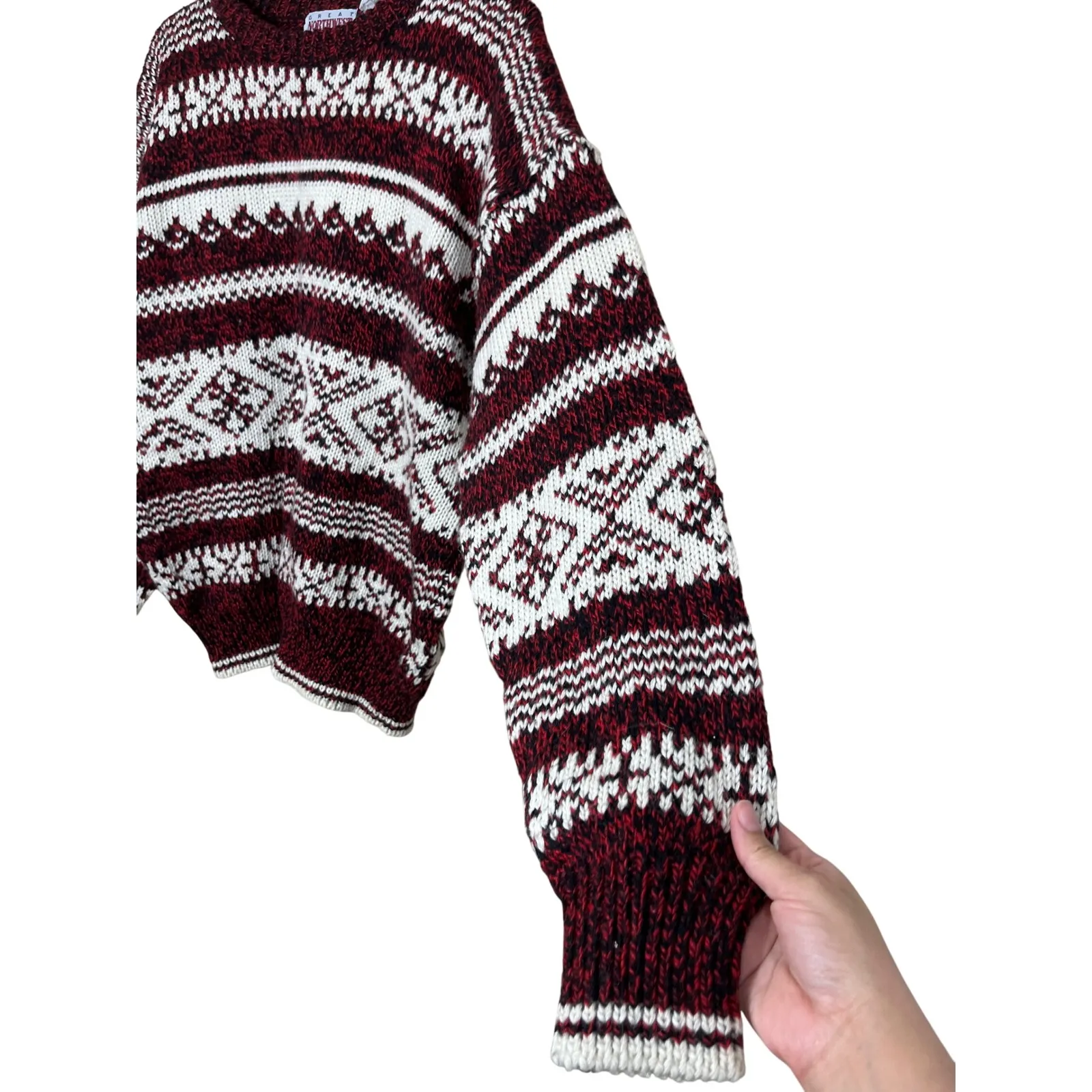 Vintage Great Northwest Sportswear Sweater Knit Patterned‎ Maroon White Womens L Red Size L - Image 4