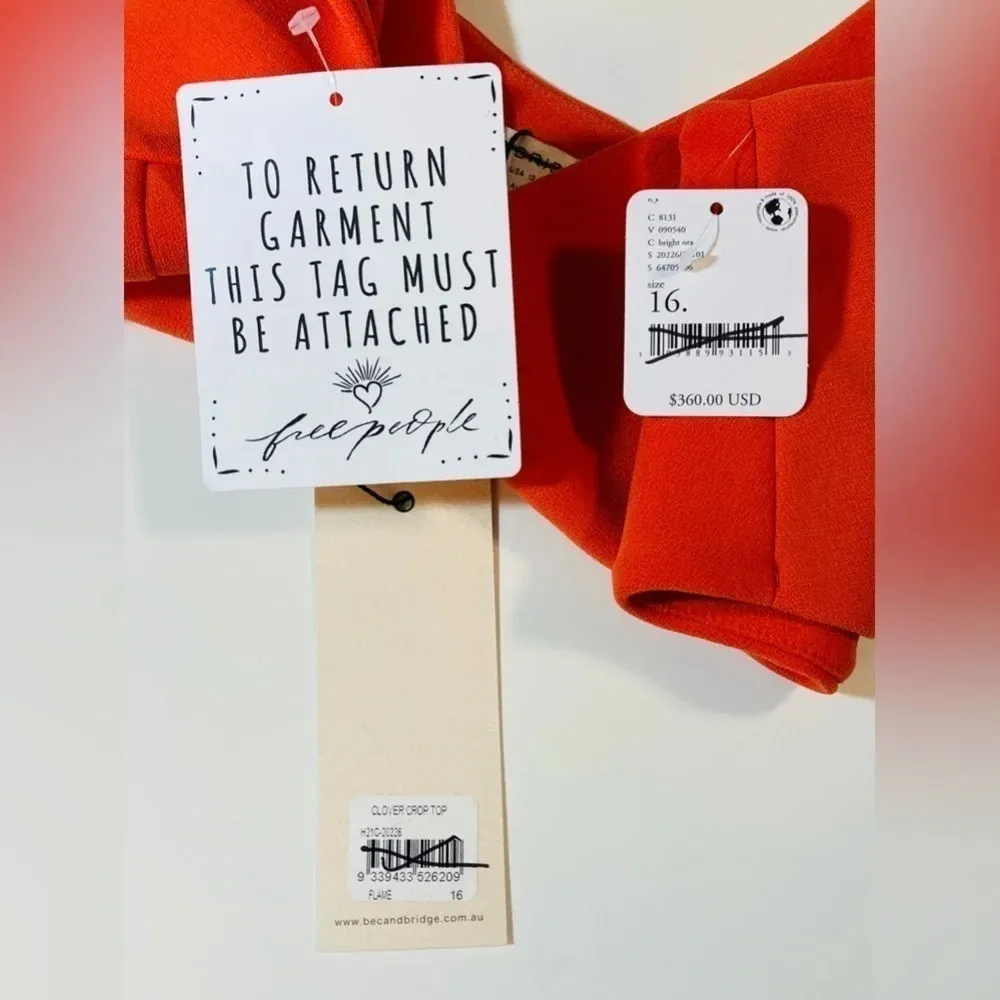 Free People BEC & BRIDGE Clover Crop Top in Flame Size 12 NWT $170 - Image 7