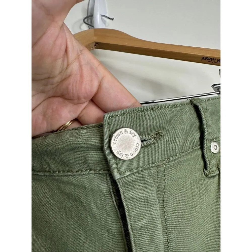 Crown & Ivy Shorts Womens Olive Green Denim Size 4 - Image 7