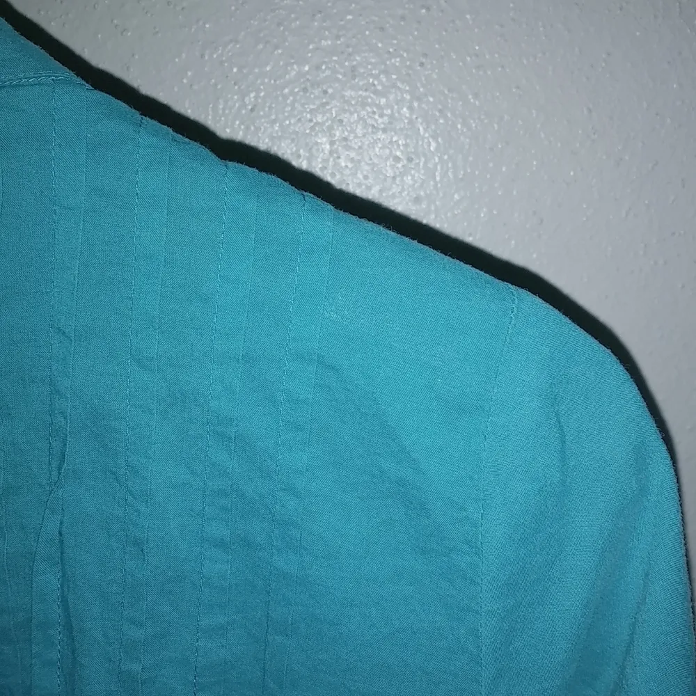 EGO LP Kurta Smocked Cotton Dress Petite in Turquoise Gold Paint Petite - Image 5