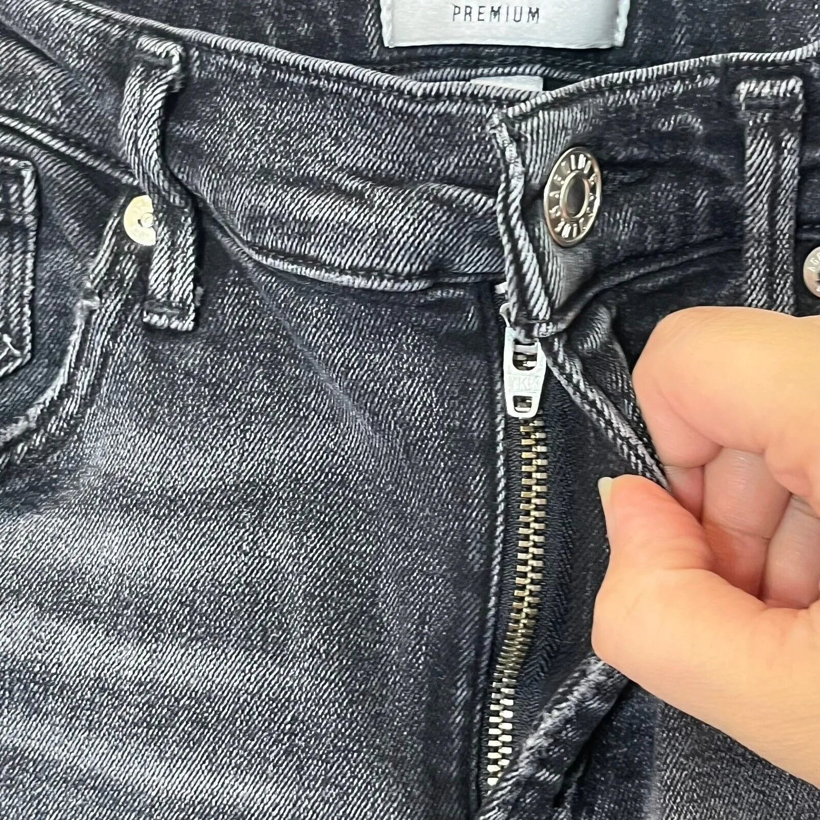 Agolde Sophie High Rise Skinny Distressed Jeans Women’s 25 Dark Grey Silence - Image 9