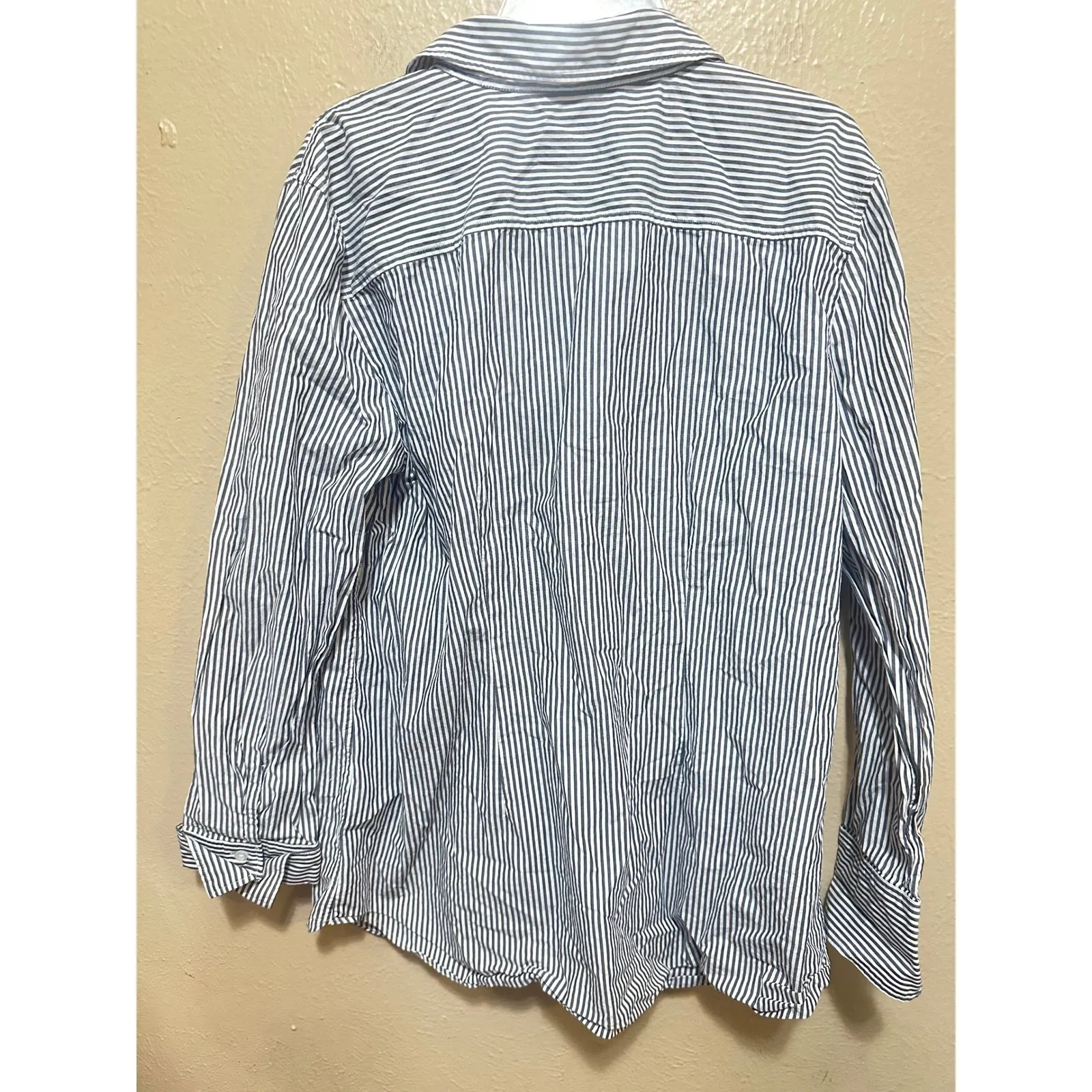 Talbots Women's Large L Long Sleeve Button‎ Down Striped Cotton Shirt Top - Image 3