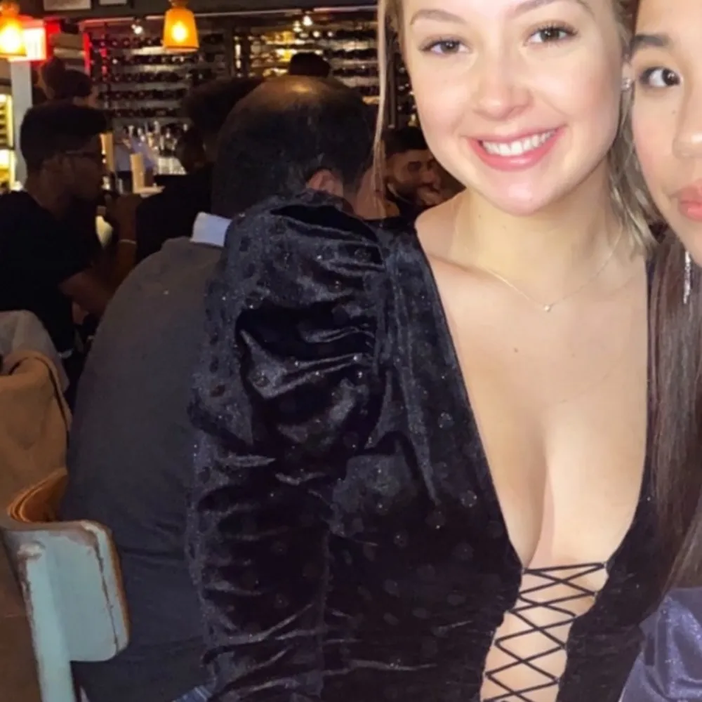 For Love & Lemons Elisa Velvet Glitter Dot Lace Up Cropped Top Black Size XS - Image 12