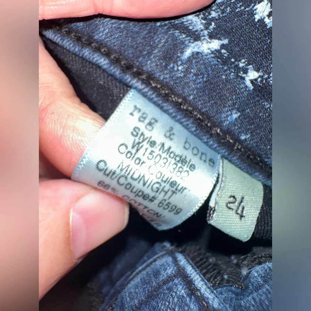 Rag &‎ Bone Paint Splattered Denim Low Rise Leggings Jeggings Midnight Size 24 - Image 8