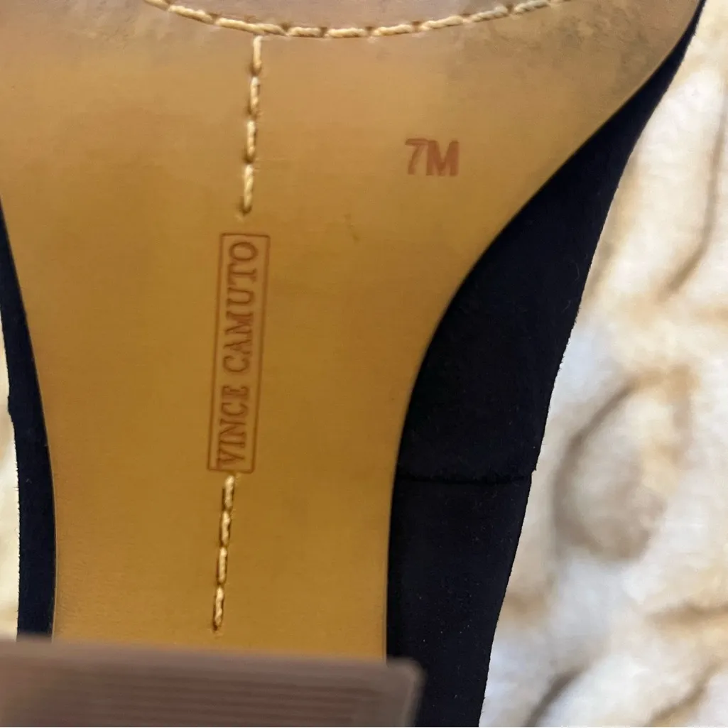 Vince Camuto Black Suede Block Heel Pumps - Image 3