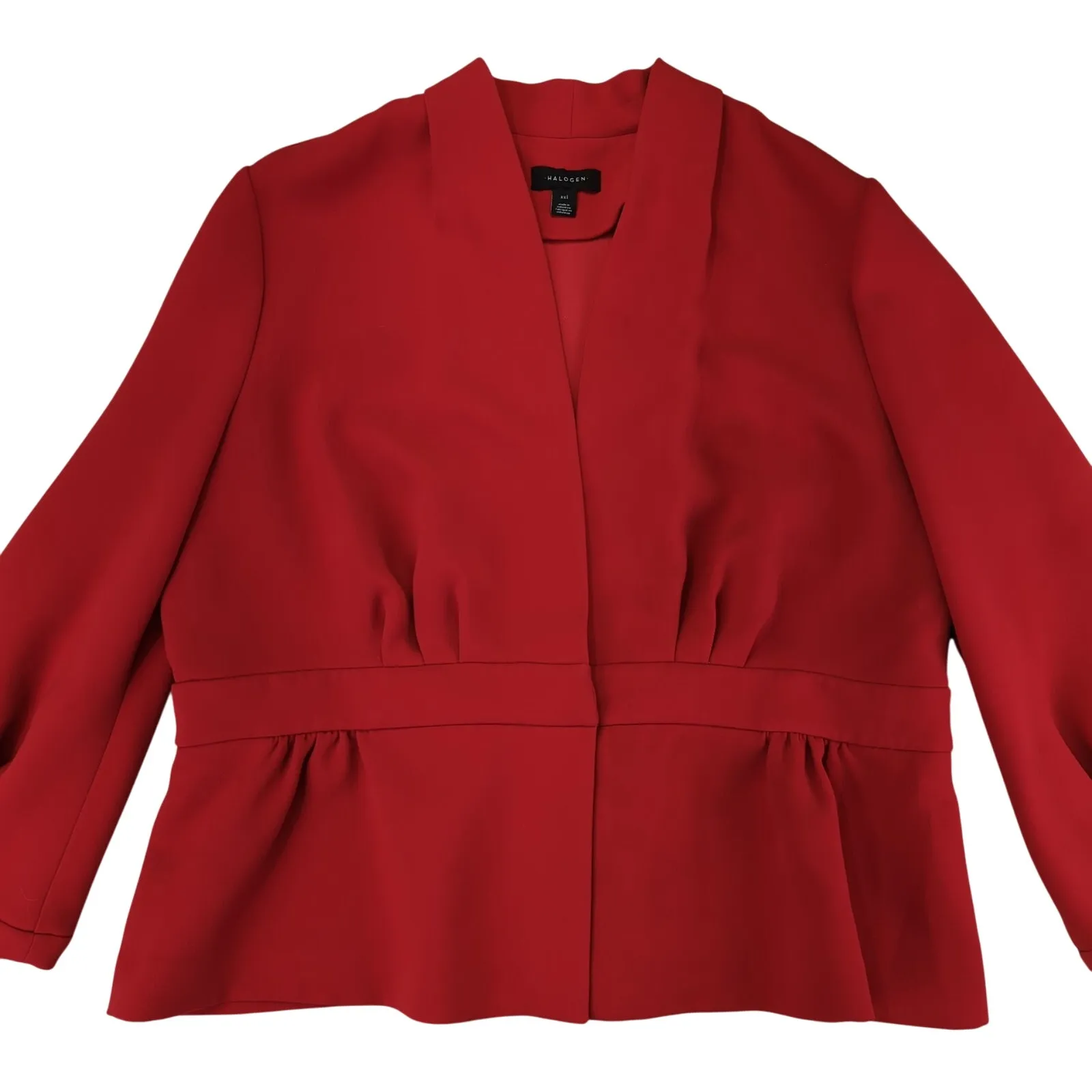 Halogen V-neck Blazer Jacket Women's Size XXL Dark Orange‎ Coral Flowy Peplum - Image 2