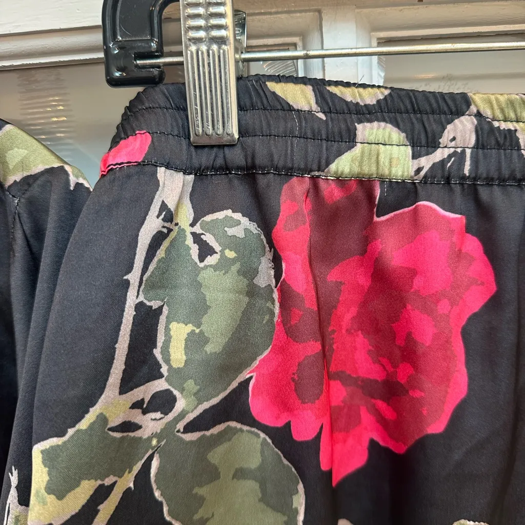 Nasty Gal Rose Floral Black Pink Ruffle Polka Dot Pinup Pajama Set Size Large L - Image 10