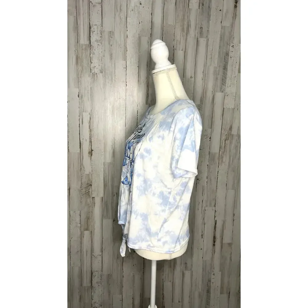 Disney Lilo‎ & Stitch Tie-Dye Crop Top Women's XL Blue Graphic Tee - Image 4