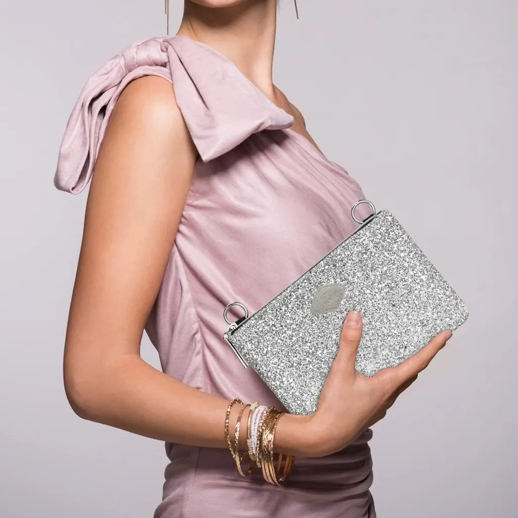 ⚡Women's Silver Sequin Cocktail Glitter Evening Crossbody Shoulder Clutch Bag Red - Image 3