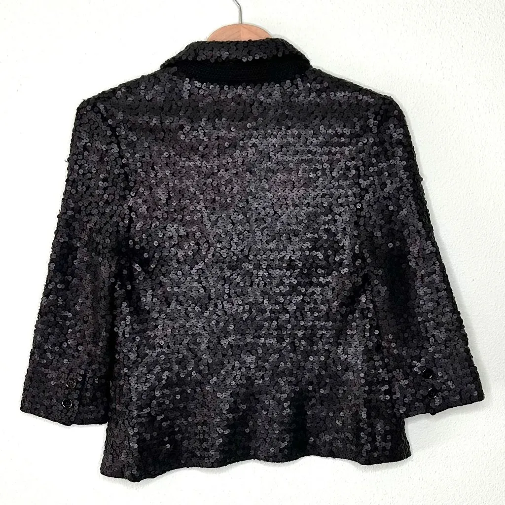 IISLI Black Tiffany Fuller Sequin Fitted Blazer Size 2 - Image 3