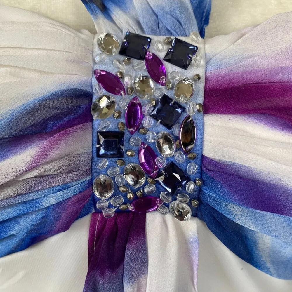 S.L. Fashions 8 multicolored sheer fully lined maxi dress padded embellished - Image 6